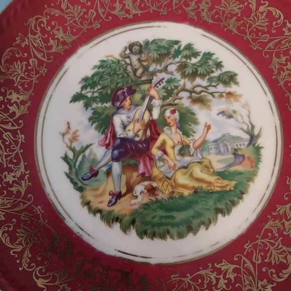 Winterling Bavaria Germany Courting Couple Plate With Gold Accents Set of 3 - Picture 3 of 8